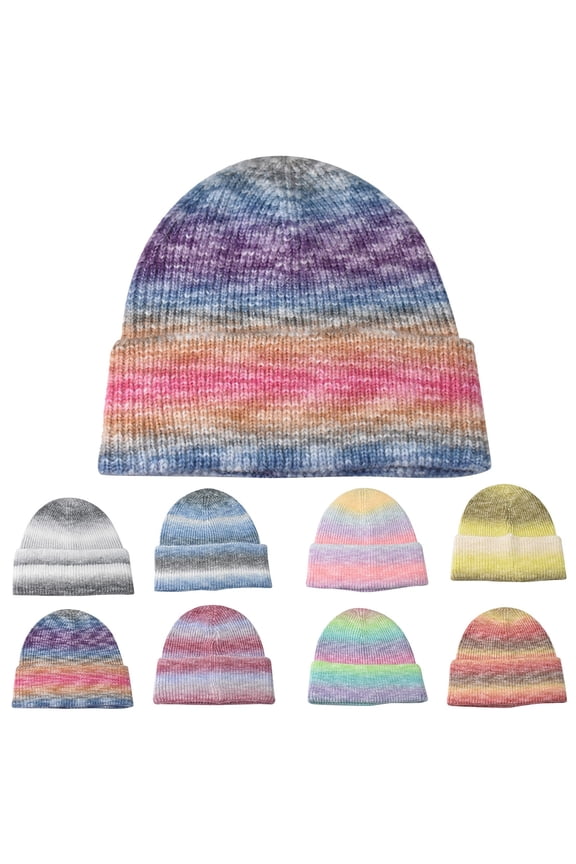 Fleece Lined Beanie Pink Polyester Reversible Winter Hats Unisex Cuffed Skull Knit Hat Cap One Size