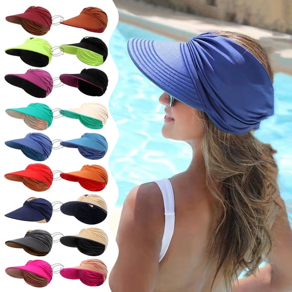 Only Moment Green Slip On Sun Visor Hats for Women Polyester Large UV Protective Golf Beach Cap One Size
