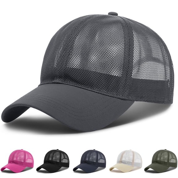Only Moment Grey Mesh Hat Baseball Cap Adjustable Size Polyester Adjustable Size for Running Workouts and Outdoor Activities All Seasons One Size