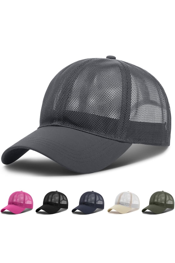 Grey Mesh Hat Baseball Cap Adjustable Size Polyester Adjustable Size for Running Workouts and Outdoor Activities All Seasons One Size