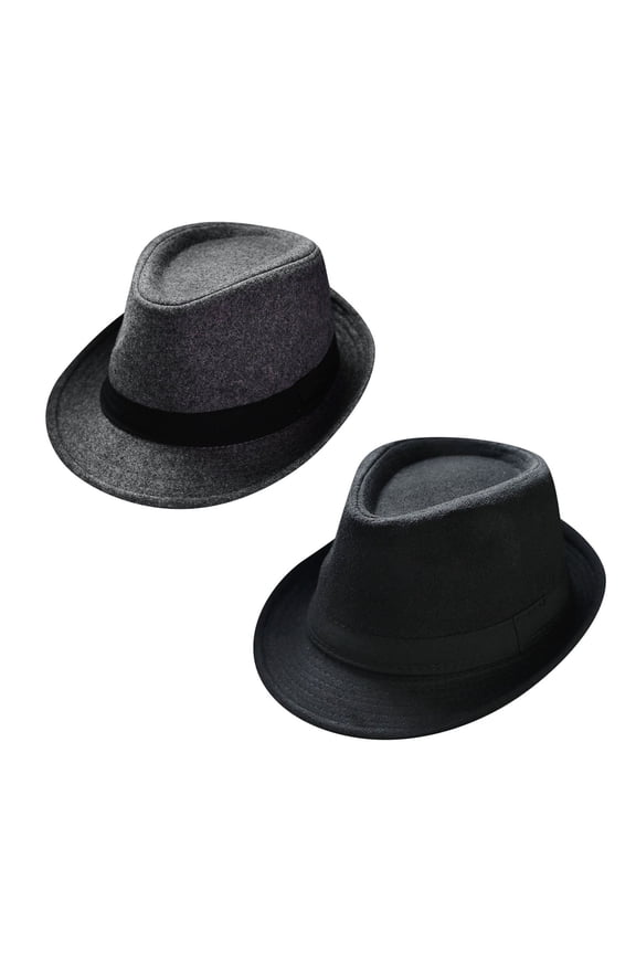 Grey Short Brim Panama Jazz Cap Polyester Classic Manhattan Structured Trilby Hat Short Brim Vintage Hat One Size