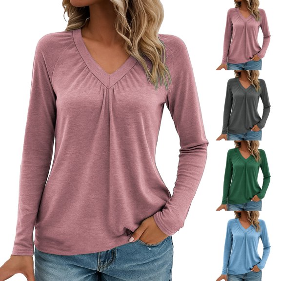 Only Moment Grey Womens Casual Long Sleeve Sweatshirt V Neck Sweatshirt Long Sleeve Casual Workout Shirt S
