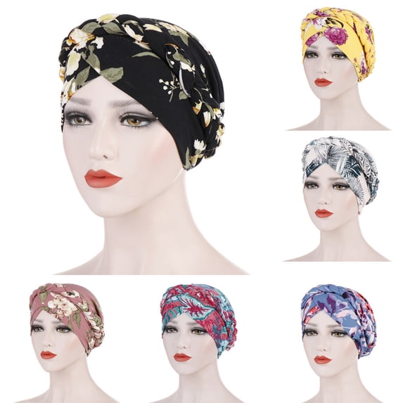 Only Moment Head Scarf Pretied Head Scarf for Women Polyester Satin Bonnet Head Scarf Hijab Braid Silky Turban Hats for Women Black,One Size