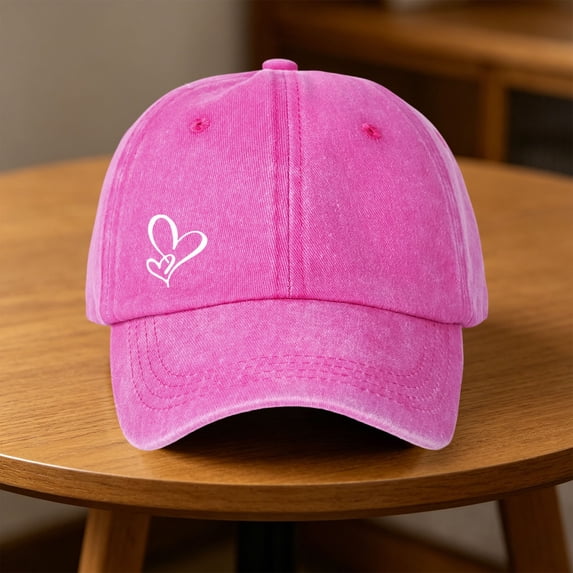Only Moment Hot Pink Baseball Cap Golf Dad Hat Blended Fabric Vintage Adjustable Washed Distressed Denim Baseball Hat One Size