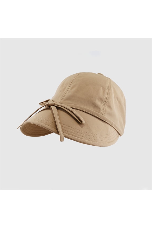 Khaki Bow Sun Hat Everyday Premium Dad Hat Cotton Breathable Upf50+ Sport Outdoor Caps Quick Dry Adjustable Rain Hat One Size