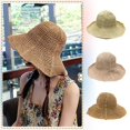 thumbnail image 1 of Only Moment Khaki Sun Hats for Women Straw Hat Wide Brim Straw Hats Womens with Chin Strap, Foldable Woven Sun Hat UV Protection M, 1 of 8