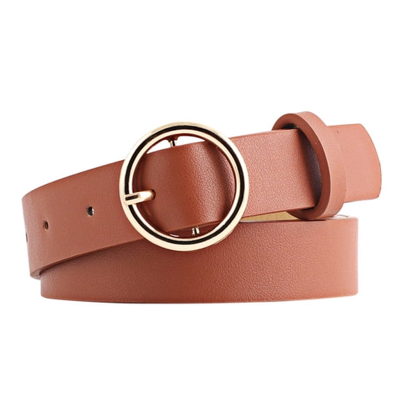 Only Moment Khaki Western Belts for Woman Pu with Invisible Flat Buckle Stretch Web Strap Belt for Jeans Pants Dresses One Size