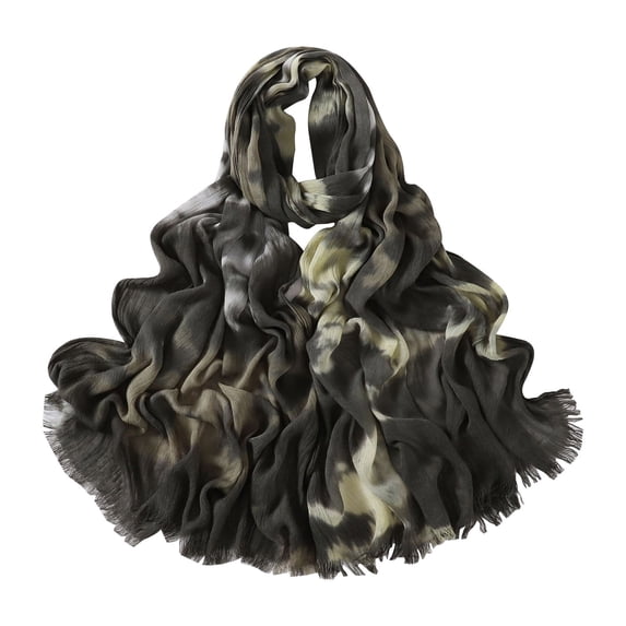 Only Moment Large Silk Feeling Scarf Cotton Spring Collection Green,One Size