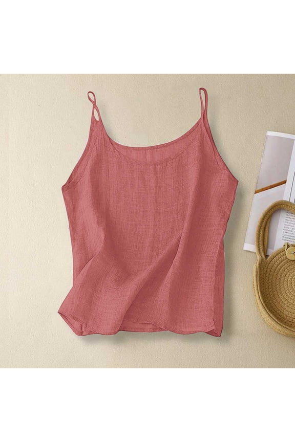 Layering Tank amboo hemp Tanks & Camis Women's Sleeveless Short Top Casual Loose Fit Beach Vacation Cami Watermelon Red,XL