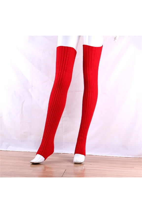 Leg Warmers Nylon,Spandex Knit Tall Leg Warmers Costume for Halloween Party Sports Accessories Red One Size