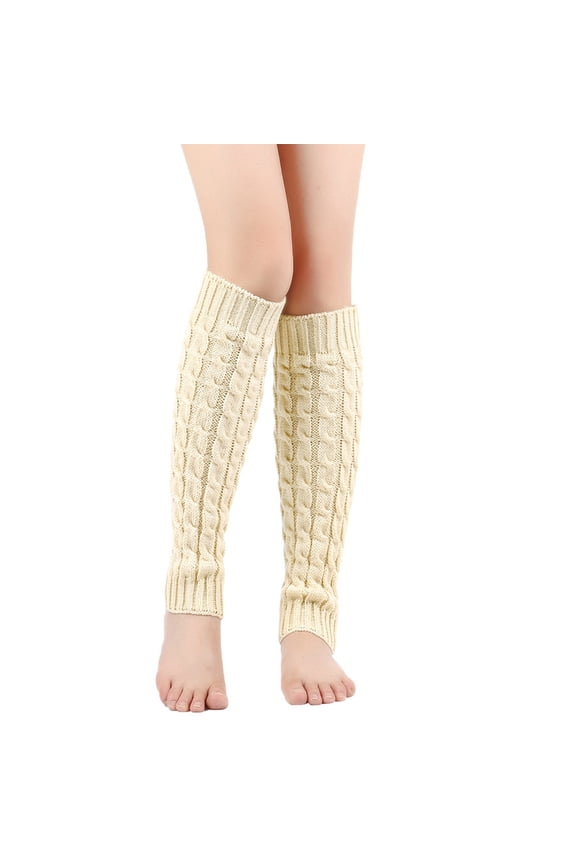 Leg Warmers for Women Knit for Women Lace Top Winter Warm Boot Cuffs Topper Socks Short Leg Warmers Beige One Size