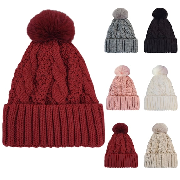 Only Moment Men's Winter Beanie Hat Pink polyester Warm Thermal Kint Cap for Outdoor One Size