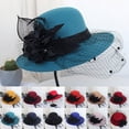 thumbnail image 1 of Only Moment Multicolor Organza Flower Bowler Hat Tweed Ladies Bow Bucket Wedding Bowler Hats Tea Party Vintage Felt Cloche Hat M, 1 of 3