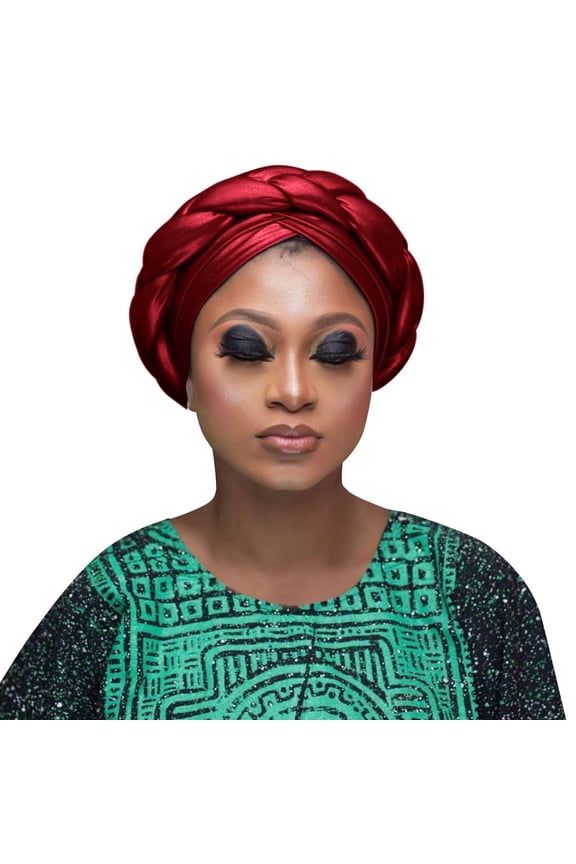 Multicolor Twisted India Hats Polyester,Spandex African Turban Pre-Knotted Beanie Headwraps Hair Covers One Size