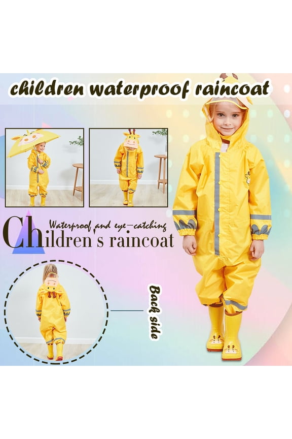 Multicolor2 Rain Ponchos Children's Rain Ponchos Polyester EVA Rain Ponchos Lightweight Rain Coat Waterproof Rain Gear One Size