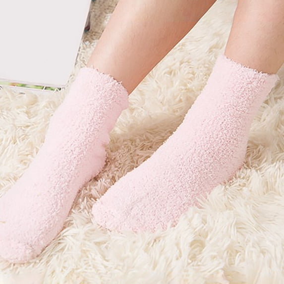 Only Moment Non Slip No Show Socks Womens and Mens Flock Winter Thermal Socks for Women Pink,One Size
