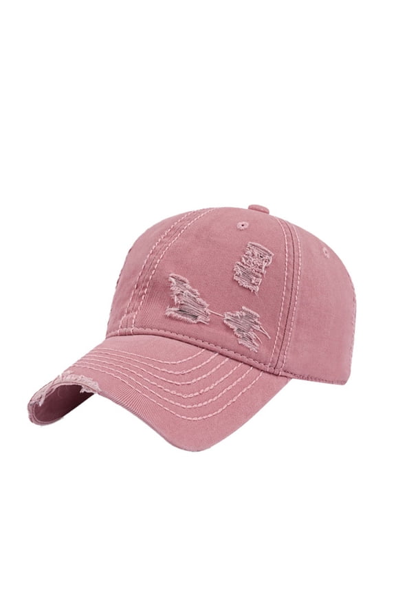Pink Distressed Cap Everyday Premium Dad Hat Polyester Soft Vintage Washed Cotton Outdoor Hats for Men One Size