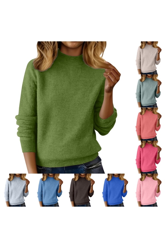 Pink Womens Sweaters Fall Winter Clothes Slim Fit Base Shirt Crew Neck Lightweight Sweaters Raglan Long Sleeve Shirts Fall Fashion Tops S