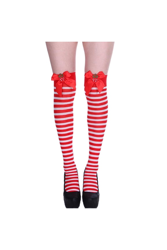 Plus Size Womens Thigh High Socks for Thick Thighs Nylon,Spandex Striped Boot Socks & Leg Warmers for Daily, Sports, Cosplay Red A