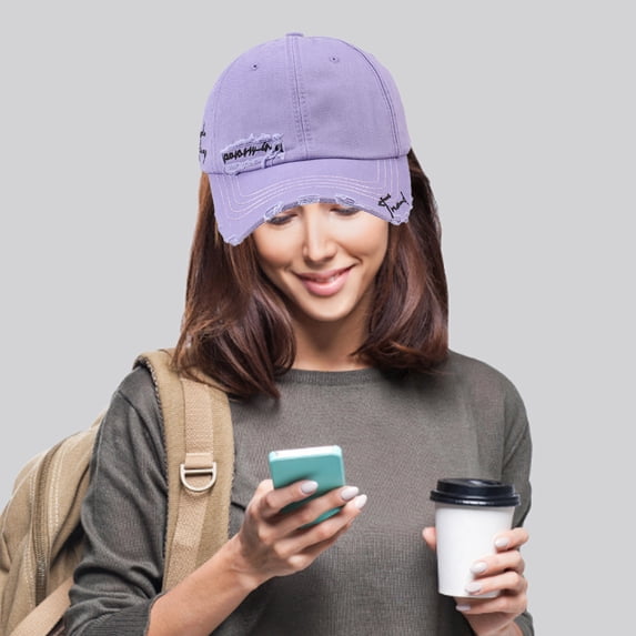 Only Moment Purple Unisex Vintage Washed Baseball Cap Hat Polyester Breathable Tucker Hat Laser Cut Air Mesh-Back Cooling Golf Hat One Size