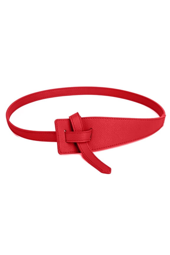 Red Belt for Dresses Woman Pu for Jeans Dresses Pants Ladies Leather Waist Belt with Elegant Buckle One Size