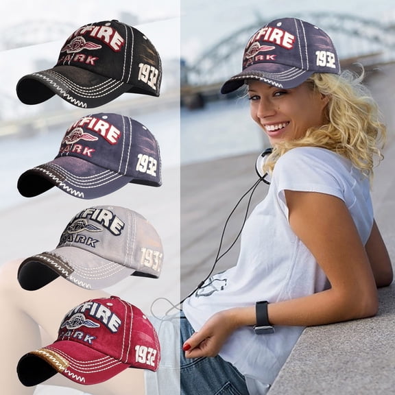 Only Moment Red Oversize Baseball Cap Acrylic Distressed Low Profile Western Baseball Cap with Mesh, Trendy and Adjustable Fit One Size