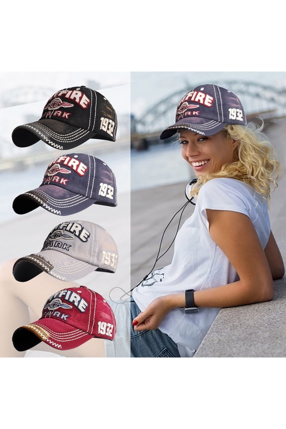 Red Oversize Baseball Cap Acrylic Distressed Low Profile Western Baseball Cap with Mesh, Trendy and Adjustable Fit One Size