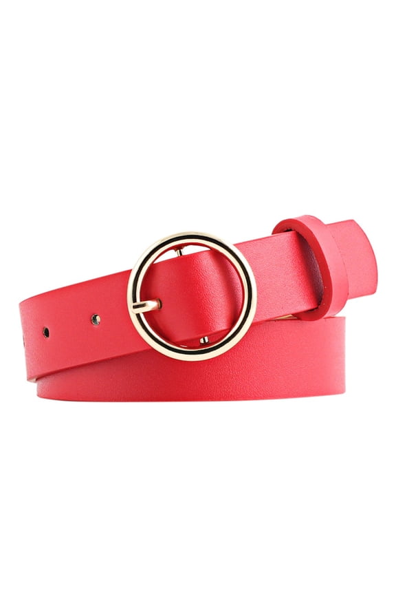 Red Stretchy Belt for Women Pu Invisible Sweater Shirt Tuck Band with Flat Buckle for Jeans Pants One Size