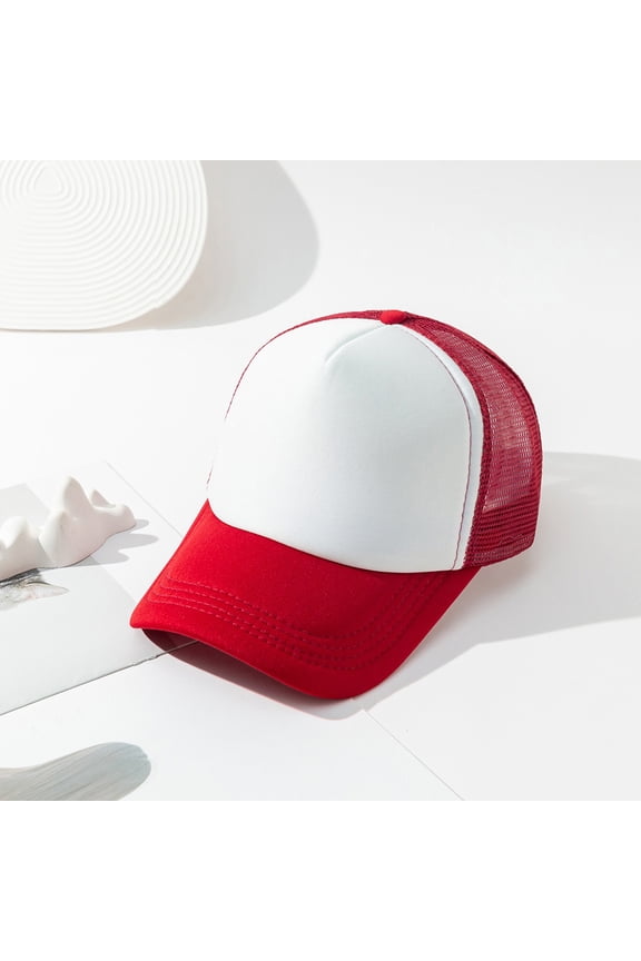 Red Vintage Washed Distressed Baseball Cap Pu Adjustable Washer Friendly Sport Hats for Golf Running One Size