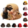thumbnail image 1 of Only Moment Red Women Vintage Felt Cloche Hats Polyester Womens 1929s Vintage Wool Felt Cloche Bucket Bowler Hat Vintage Felt Cloche Hat One Size, 1 of 5
