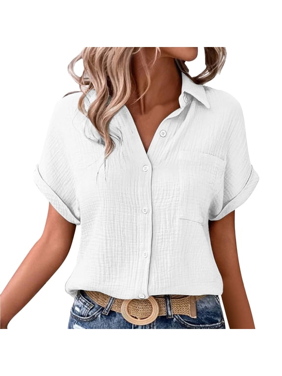 Shirt Women Batwing Sleeve Patch Pocket Double Layer Wrinkle Fabric Casual Daily Work Commute Blouse