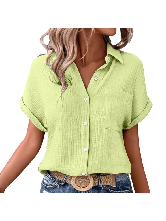 Shirt Women Batwing Sleeve Patch Pocket Double Layer Wrinkle Fabric Casual Daily Work Commute Blouse