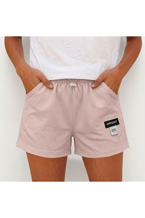 Shorts for Women cotton Summer Casual High Waisted Wide Leg Drawstring Lounge Shorts Comfy 2026 Beach Vacation Clothes Pink,XL