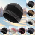 thumbnail image 1 of Only Moment Slouchy Beanies for Women White polyester Warm Fleece Lined Beanie Knit Ski Stocking Cap Cuffed Cap for Cold Weather Running One Size, 1 of 4