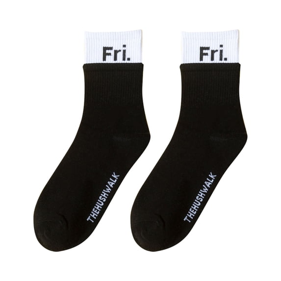 Only Moment Stockings Women's Trend Color Matching Creative Week Printed Cotton Socks Sock Sports And Leisure Stockings