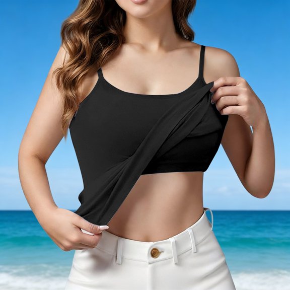 Only Moment Stretchy Camisole modal Tanks & Camis Women's Sleeveless Short Top Casual Travel Cami Clothes Black,M