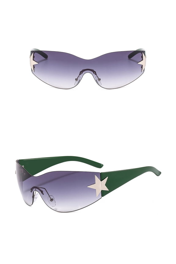 Sunglasses Fashion Men Women Star Wrap Around Sunglasses Cycling Rimless Futuristic Sunglasses