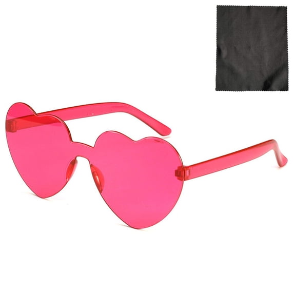 Only Moment Sunglasses Heart Shaped Rimless Sunglasses Transparent Candy Color Frameless Glasses
