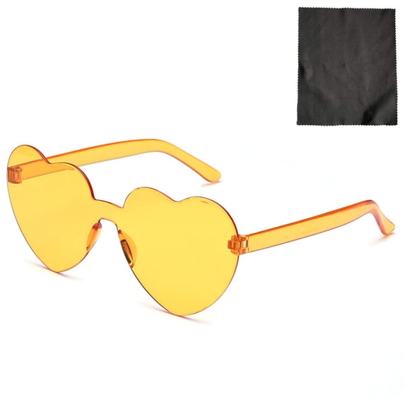 Only Moment Sunglasses Heart Shaped Rimless Sunglasses Transparent Candy Color Frameless Glasses