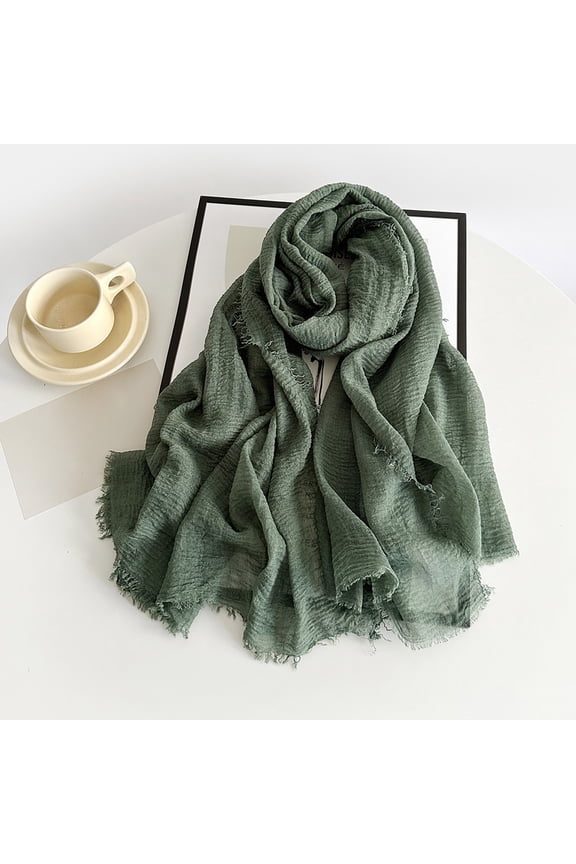 Women's Scarf Cotton Blend Soft Scarf With Fringed Edges Linen Scarf Shawl，travel Scarf