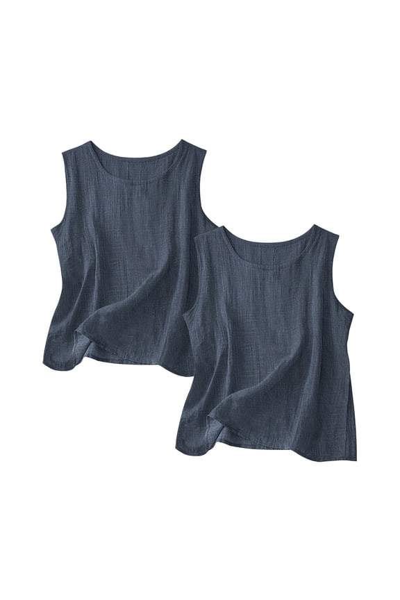 Tank Tops Cotton and Linen Spring Outfits Trendy Sleeveless Summer Tops Brown M