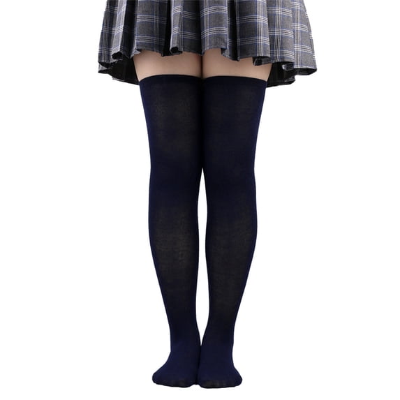 Only Moment Thigh High Socks Polyester Extra Long Cotton Knit Warm Thick Tall Long Boot Stockings Leg Warmers Navy,One Size