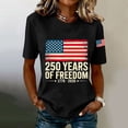 thumbnail image 1 of Only Moment USA Holiday Shirts Crew Neck Short Sleeve Women's Cotton and Linen Independence Day American Flag Floral Print Shirt Black,XL, 1 of 5