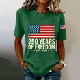 thumbnail image 1 of Only Moment USA Holiday Shirts Crew Neck Short Sleeve Women's Cotton and Linen Independence Day American Flag Floral Print Shirt Blackish Green,2XL, 1 of 4