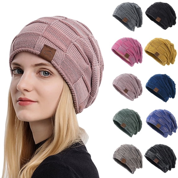 Only Moment Warm Knitted Skull Ski Cap Hats for Women Yellow Polyester,Cotton Reversible Winter Hats Unisex Cuffed Skull Knit Hat Cap One Size