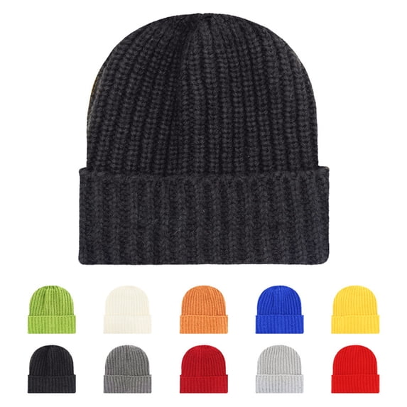 Only Moment Warm Knitted Winter Hat Dark Gray acrylic fibe Winter Hats Soft Warm Beanie Hat Ladies Knitting Skull Beanies One Size