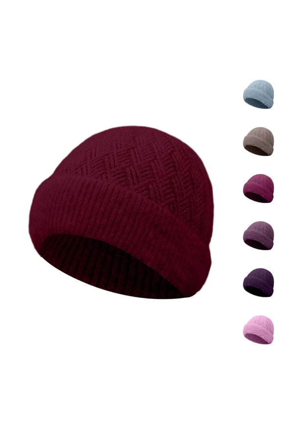 Warm Winter Fleece Lined Beanie Purple knit Soft Warm Knit Beanies Skull Cap Ski Hats One Size