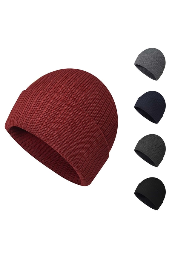 Waterproof Windproof Cuff Beani Black Polyester, cotton Soft Warm Knit Beanies Skull Cap Ski Hats One Size