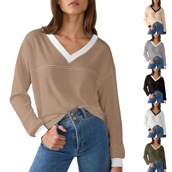 Only Moment White Long Sleeve Thermal Shirt for Women V Neck Sweaters Shirts Lightweight Spring Outfits 2026 Winter Clothing XL