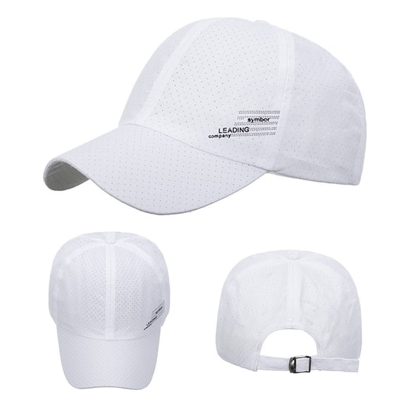 Only Moment White Mesh Hat Lightweight Quick Dry Baseball Cap Polyester Adjustable Washer Friendly Sport Hats for Golf Running One Size